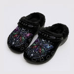 Obsidian Moth Print Fleece-Lined Clogs