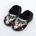 Dark Magic Death Moth Print Fleece-Lined Clogs