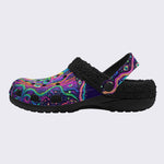 Psychedelic Forest Glowing Mushroom Print Fleece-Lined Clogs