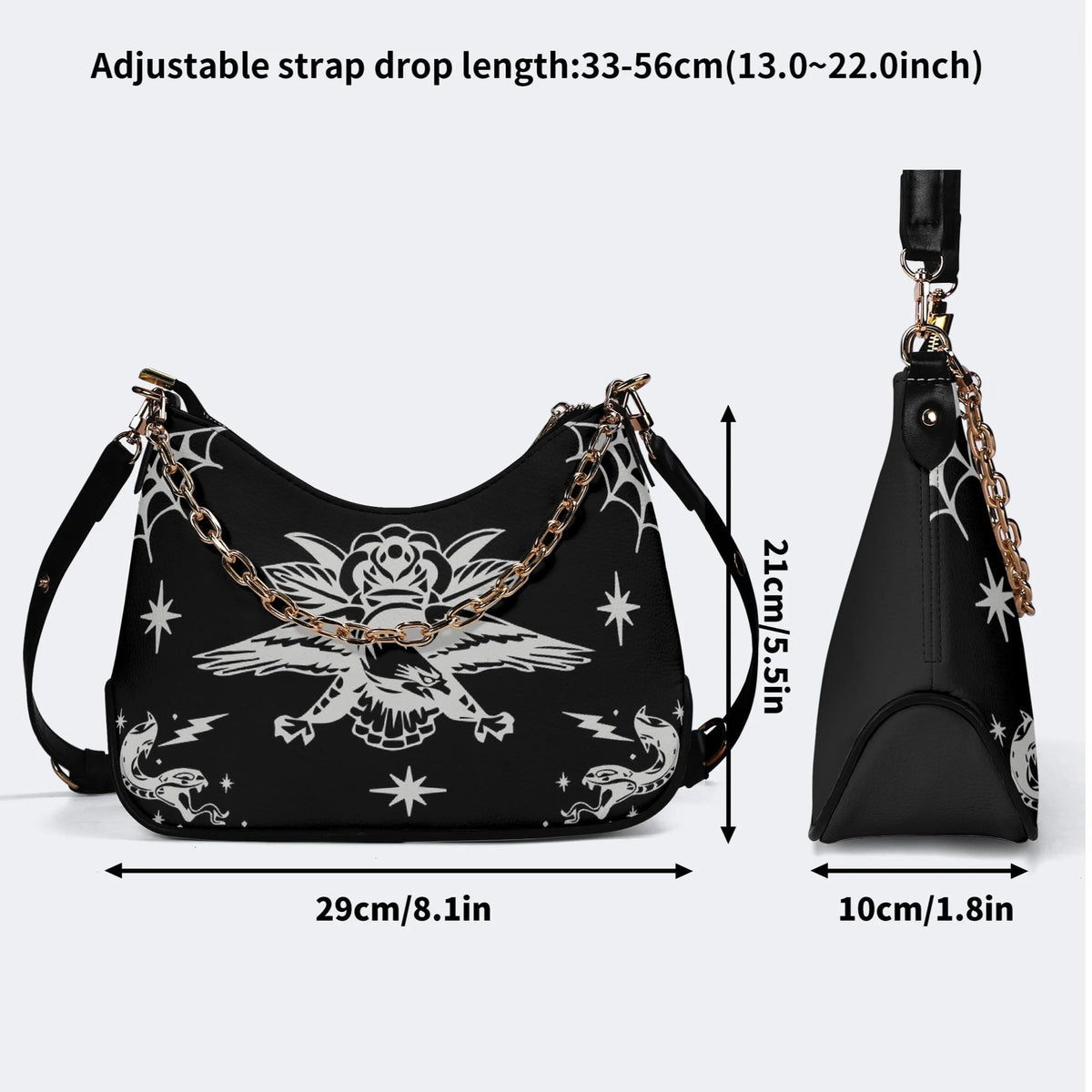 Gothic Eagle And Snake - Leather Crossbody Bag