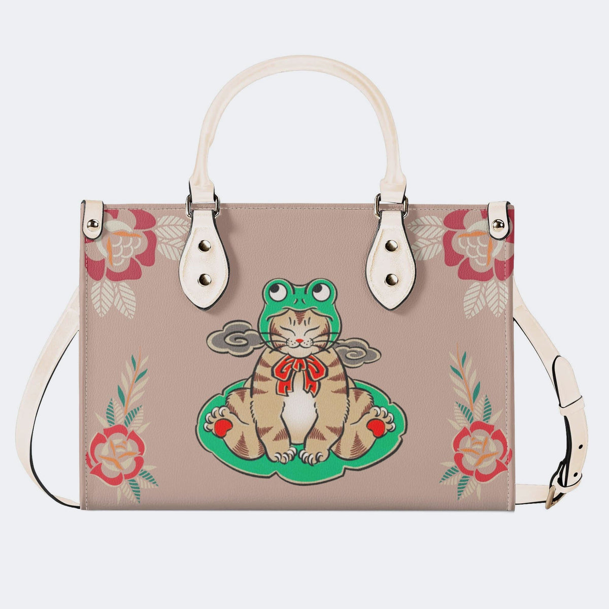Lucky Cat Print - Leather Handbag