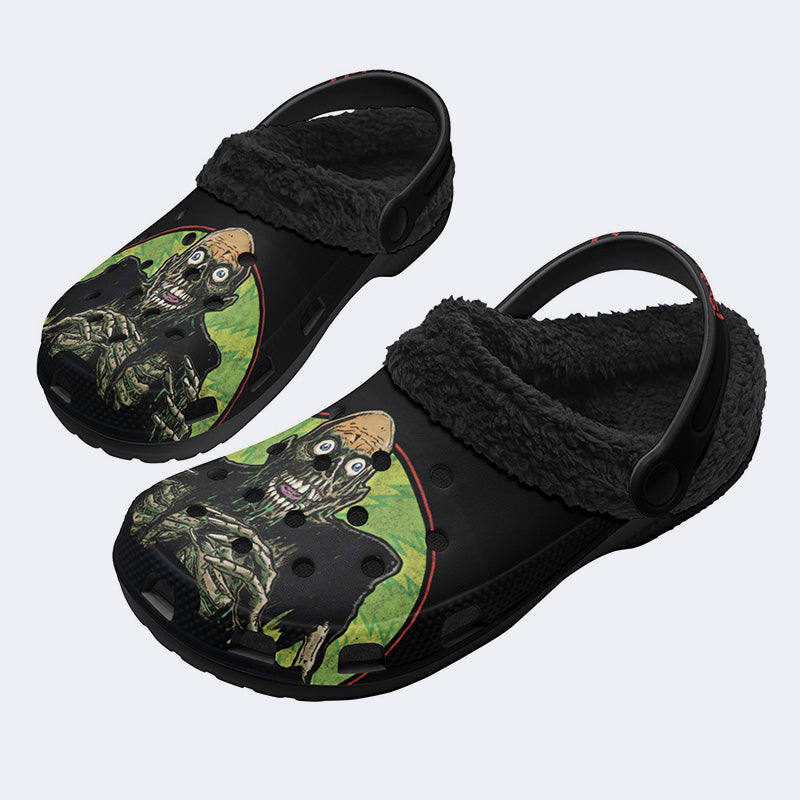 Unisex More Brains Print - Fur Lined Slippers/Sandals