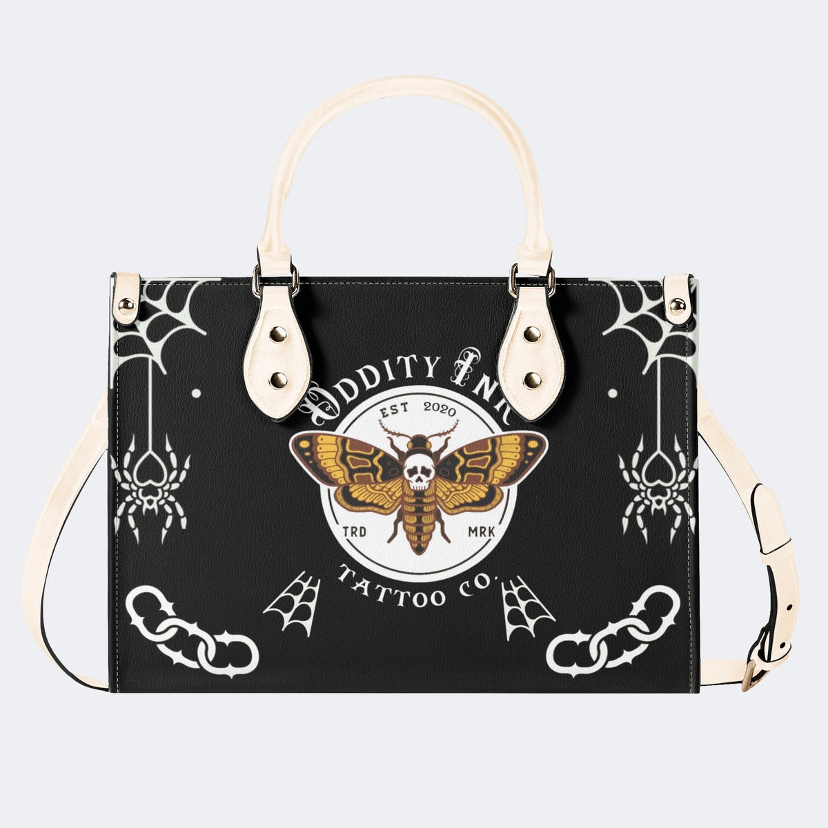 Classic Death Moth Print - Leather Handbag