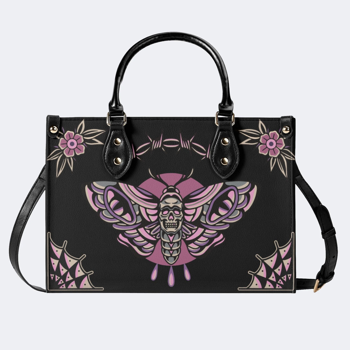 Classic Venom Moth Print - Leather Handbag