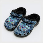 Ice Crystal Light Moth Print Fleece-Lined Clogs
