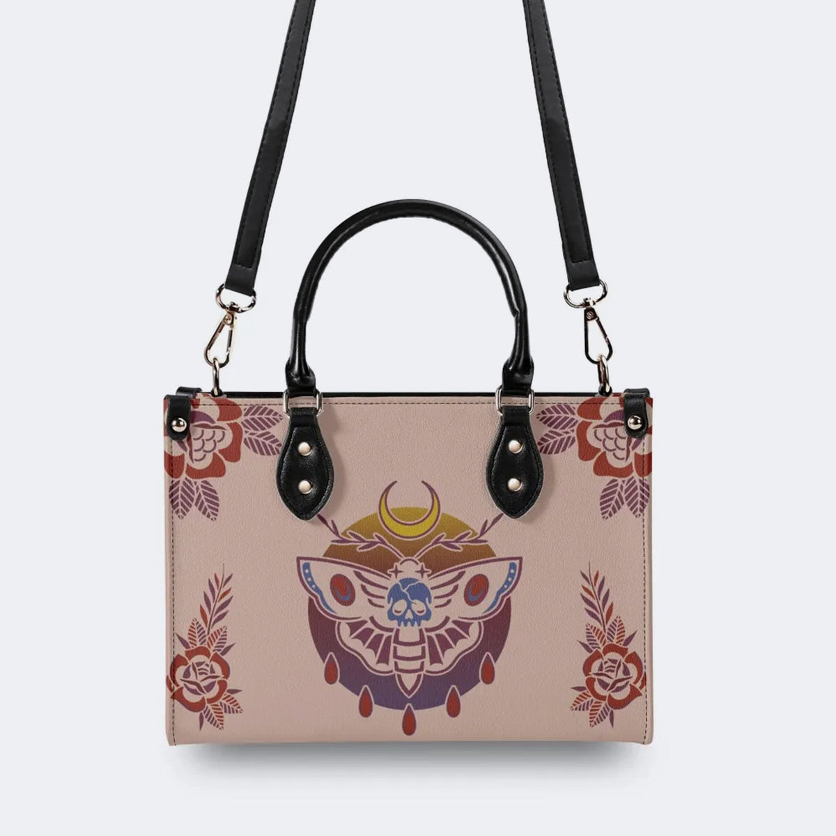 Death Moth Gradient Print - Leather Handbag