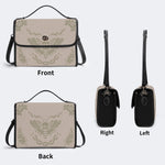 Classic Beige Death Moth Vintage Print - Leather Satchel Bag