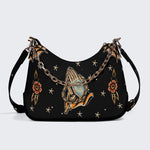 Good Luck&Roses Print - Leather Crossbody Bag
