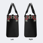 Japanese Style Frog Print - Leather Handbag