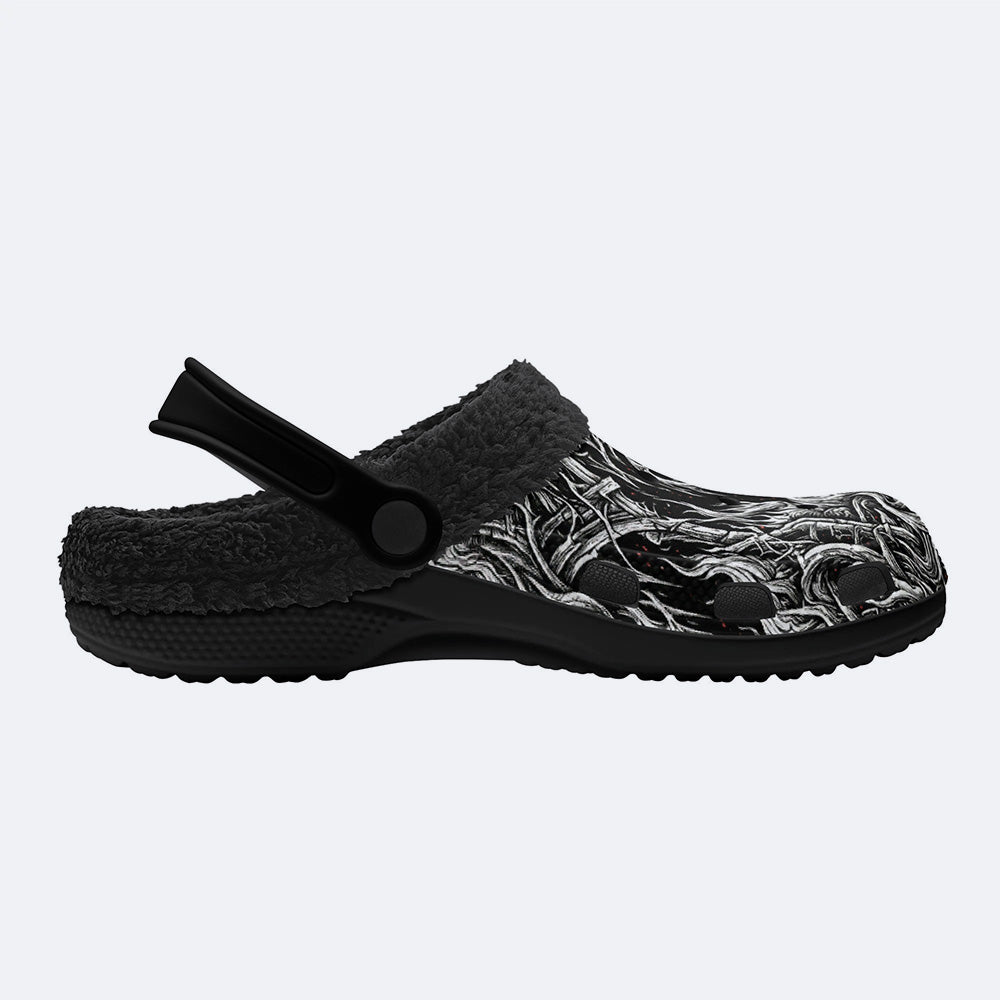 Gothic Hell Print Fleece-Lined Clogs