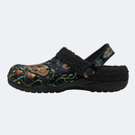 Psychedelic Mushroom Forest Moth Retro Print Fleece-Lined Clogs