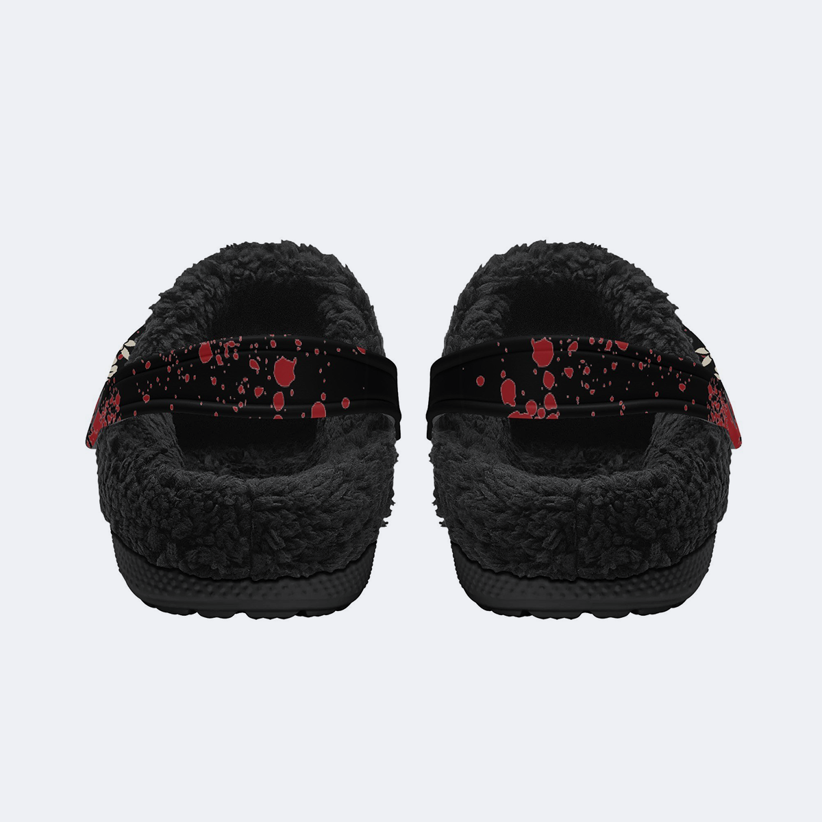 Death Moth Retro Print - Fur Lined Slippers/Sandals