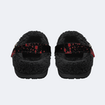 Death Moth Retro Print - Fur Lined Slippers/Sandals