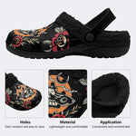 Death Moth Retro Print - Fur Lined Slippers/Sandals