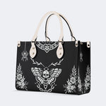 Death Moth Vintage Print - Leather Handbag