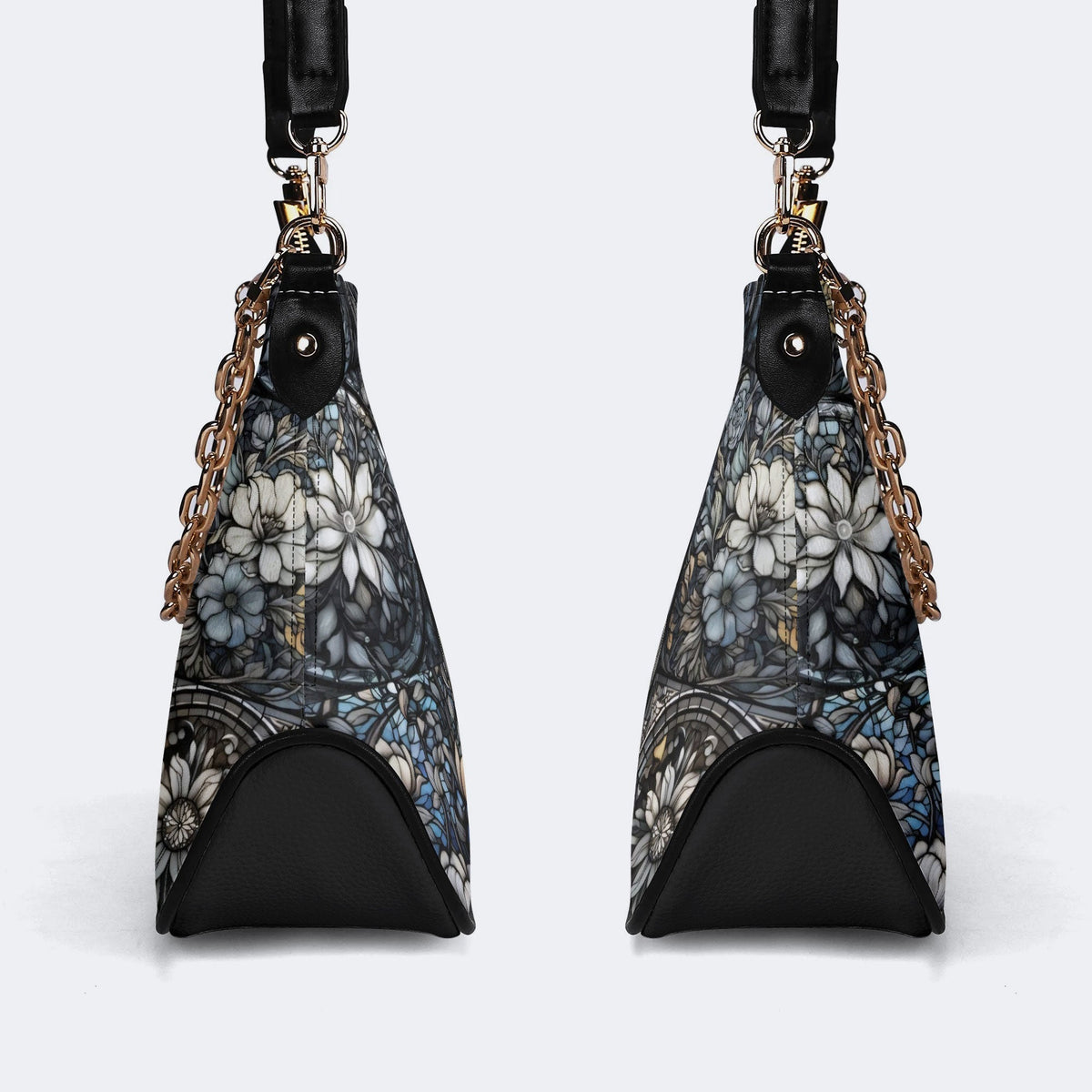 Gothic Bat Print - Leather Crossbody Bag