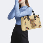 Traditional Tiger and Dragon Print - Leather Handbag