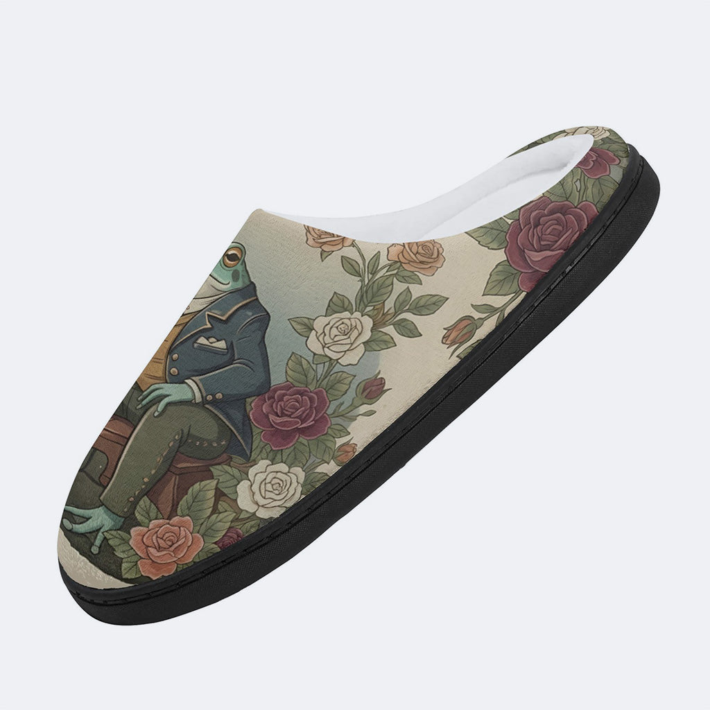 Fate of the Roses Print Fleece-Lined Slippers
