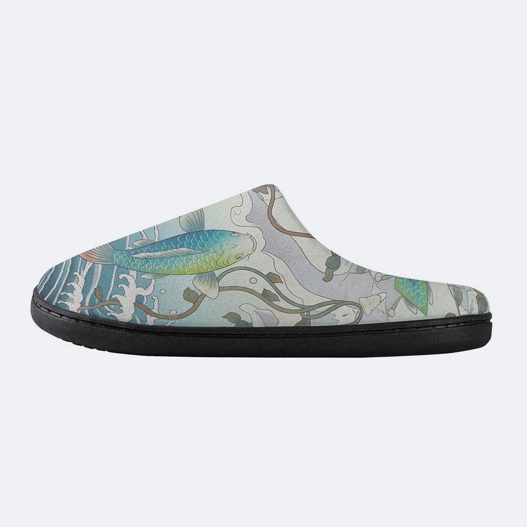 Brocade Journey Print Fleece-Lined Slippers