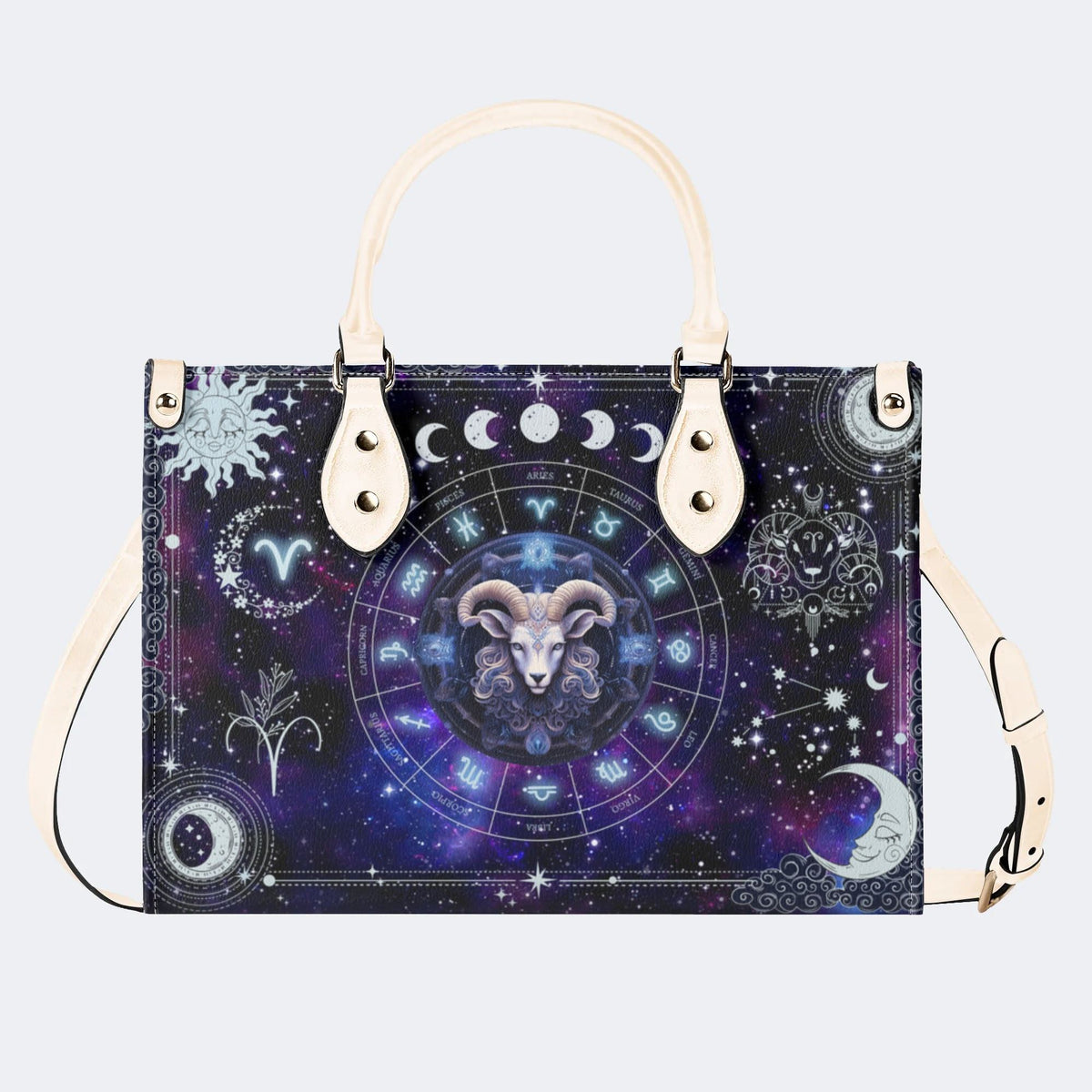 Aries starry sky - Leather Handbag