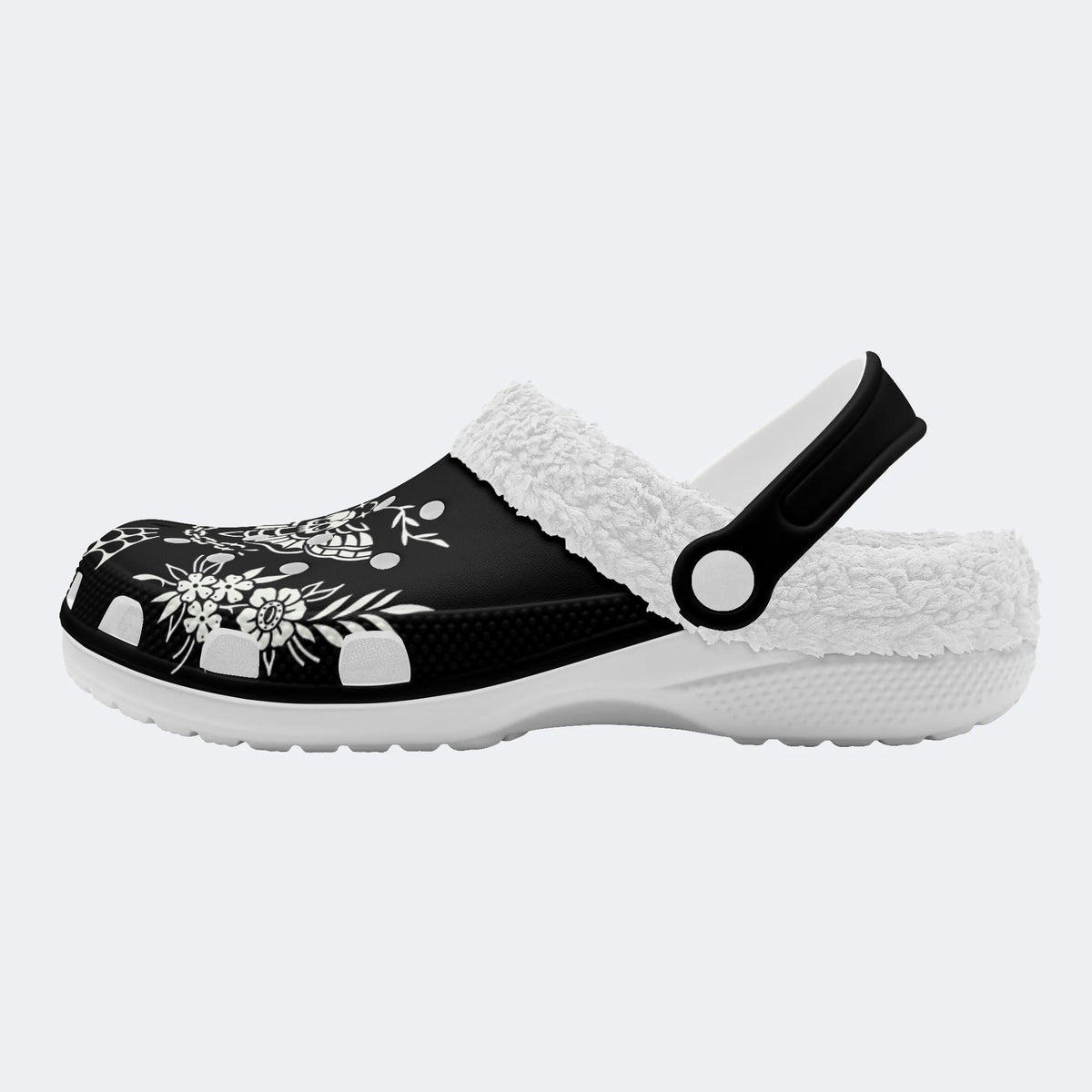 Death Moth Retro Print - Fur Lined Slippers/Sandals