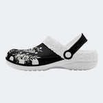 Death Moth Retro Print - Fur Lined Slippers/Sandals