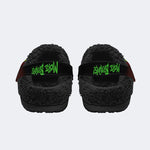 Unisex More Brains Print - Fur Lined Slippers/Sandals