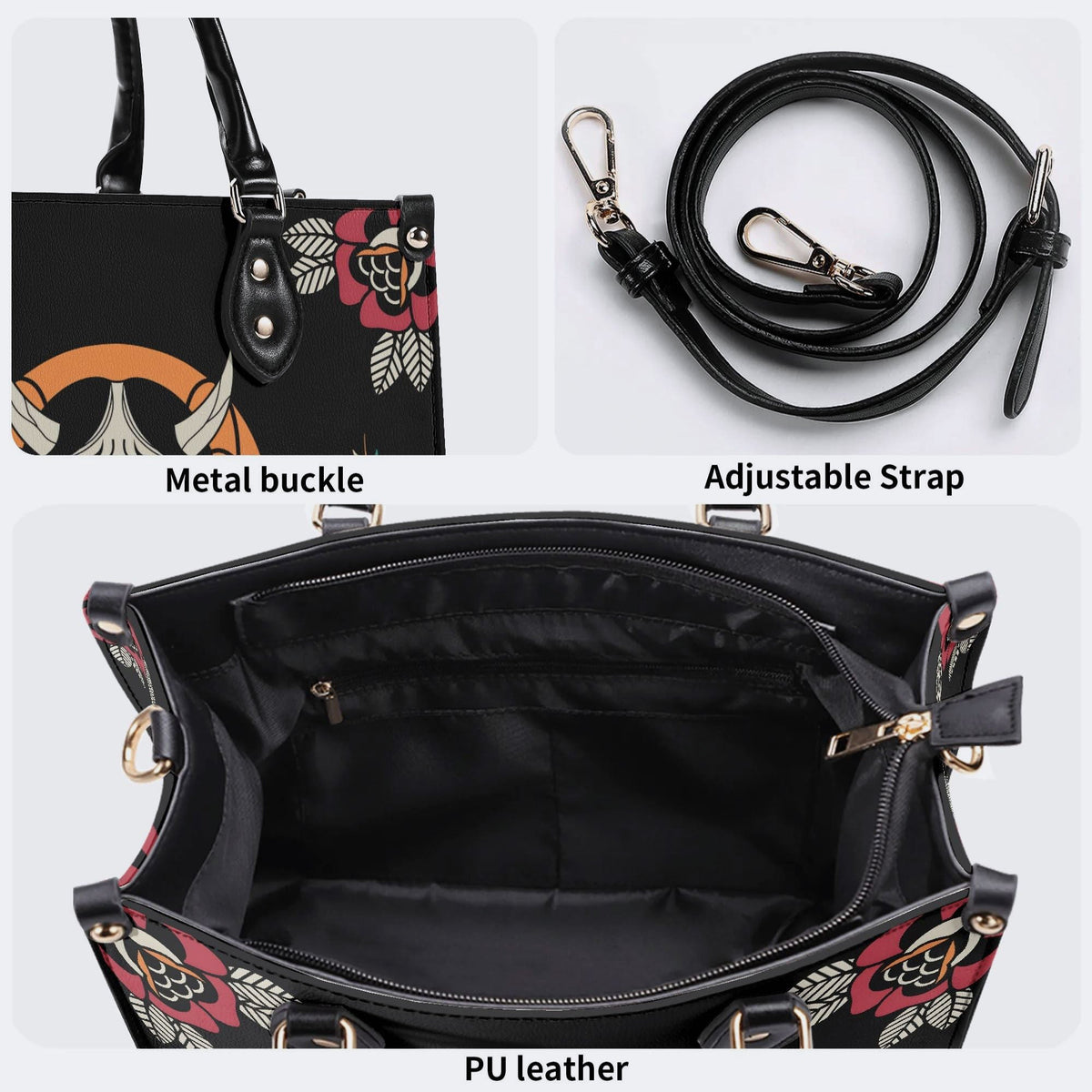 Horror Demon Print - Leather Handbag