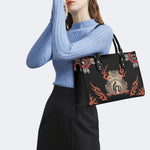 Japanese Style Frog Print - Leather Handbag