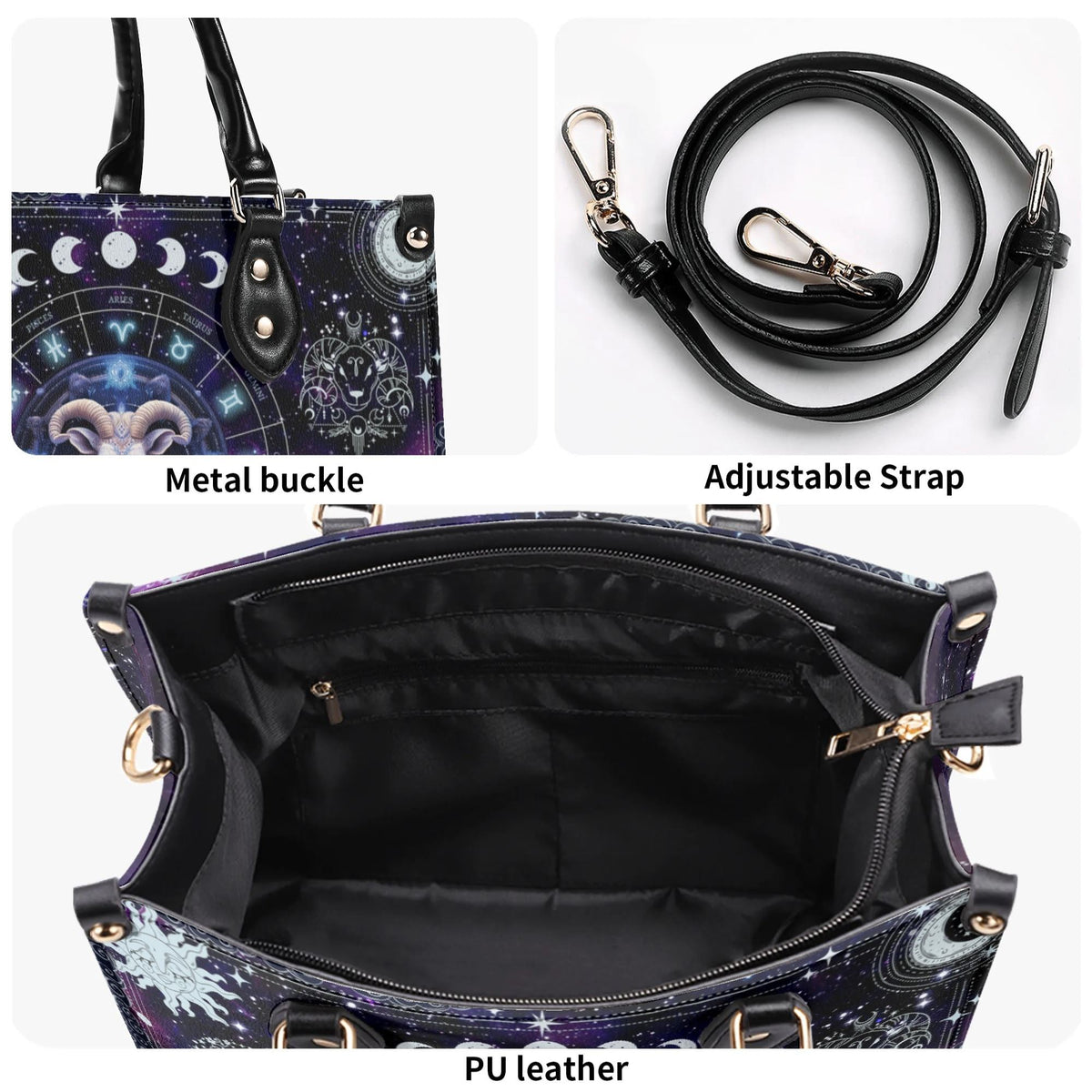 Aries starry sky - Leather Handbag