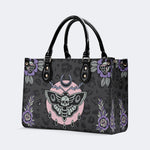 Death Moth Vintage Print - Leather Handbag