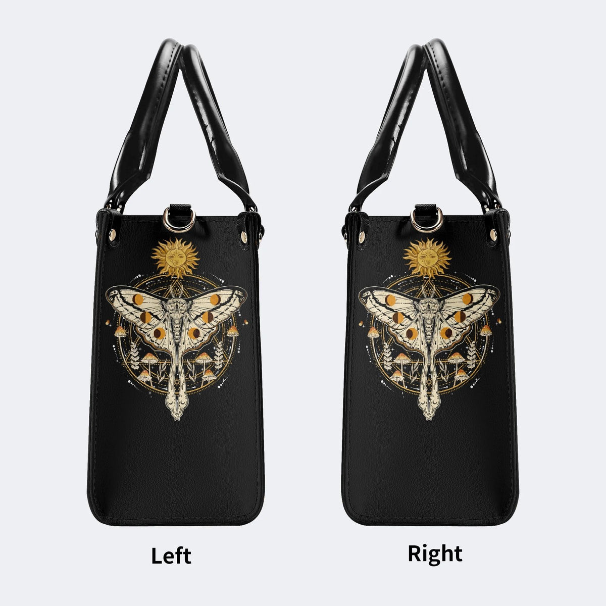Sun And Moth Print - Leather Handbag