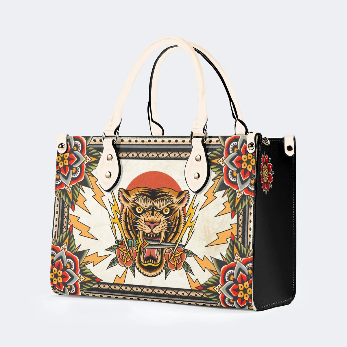 Tiger Holding Sword - Leather Handbag