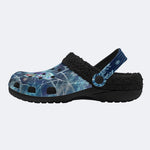 Ice Crystal Light Moth Print Fleece-Lined Clogs