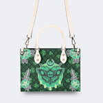 Green Plaid Death Moth - Leather Handbag