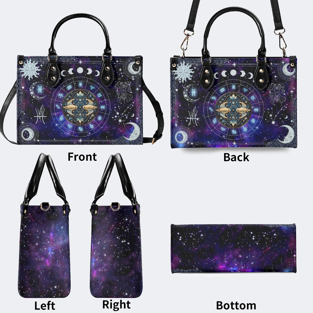 Pisces Starry Sky - Leather Handbag
