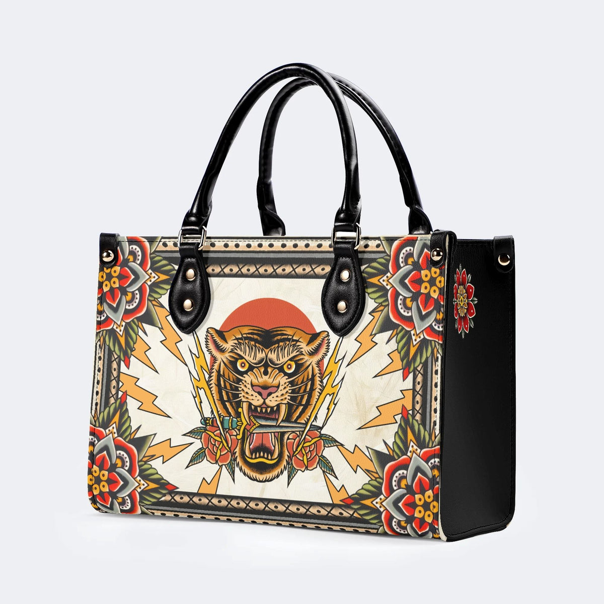 Tiger Holding Sword - Leather Handbag