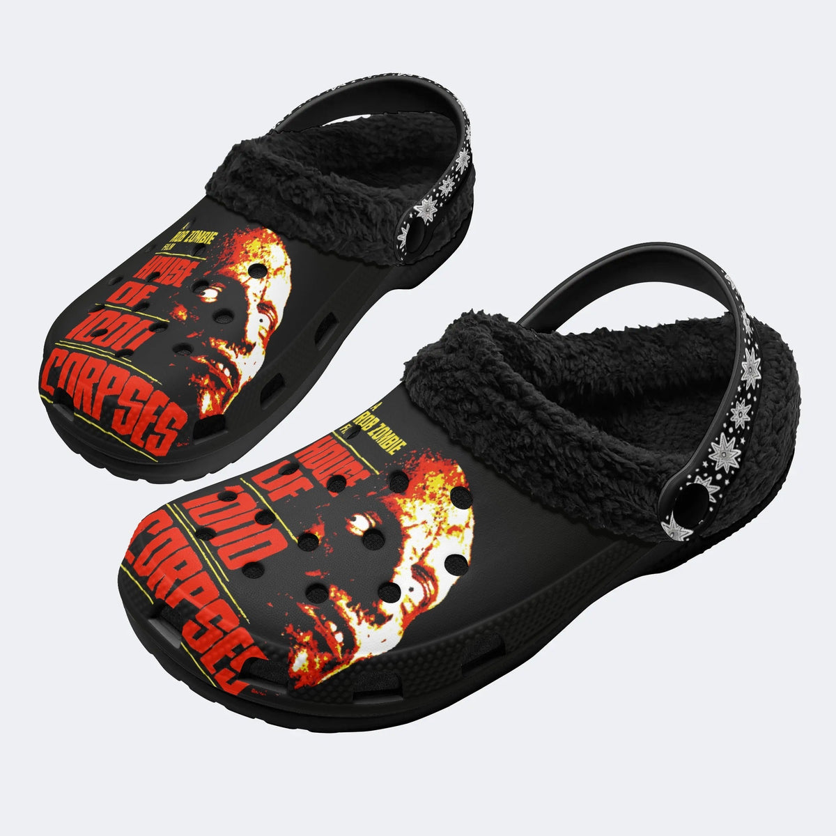 Horror Movie Vintage Graphic Print - Fur Lined Slippers