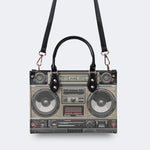 Vintage Radio Print - Leather Handbag