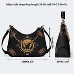 Vintage Cat And Moon Print - Leather Crossbody Bag