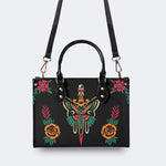 Sword And Moth Print - Leather Handbag