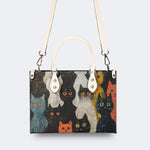 Artistic Graffiti Cats Print - Leather Handbag