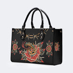 Rose and Snake Print - Leather Handbag