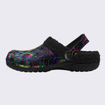 Psychedelic Mushroom Forest Print Fleece-Lined Clogs