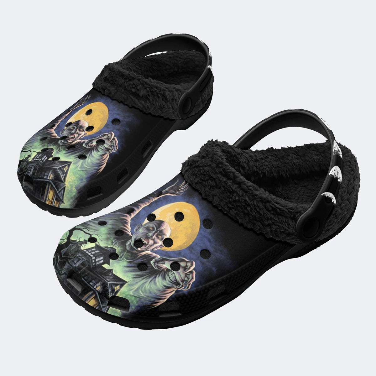 Halloween Horror Movies Print - Fur Lined Slippers/Sandals