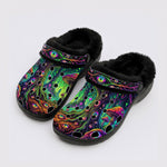 Psychedelic Mushroom Forest Print Fleece-Lined Clogs