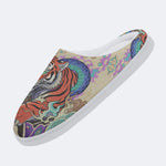 Azure Serpent and Tiger Soul Print Fleece-Lined Slippers