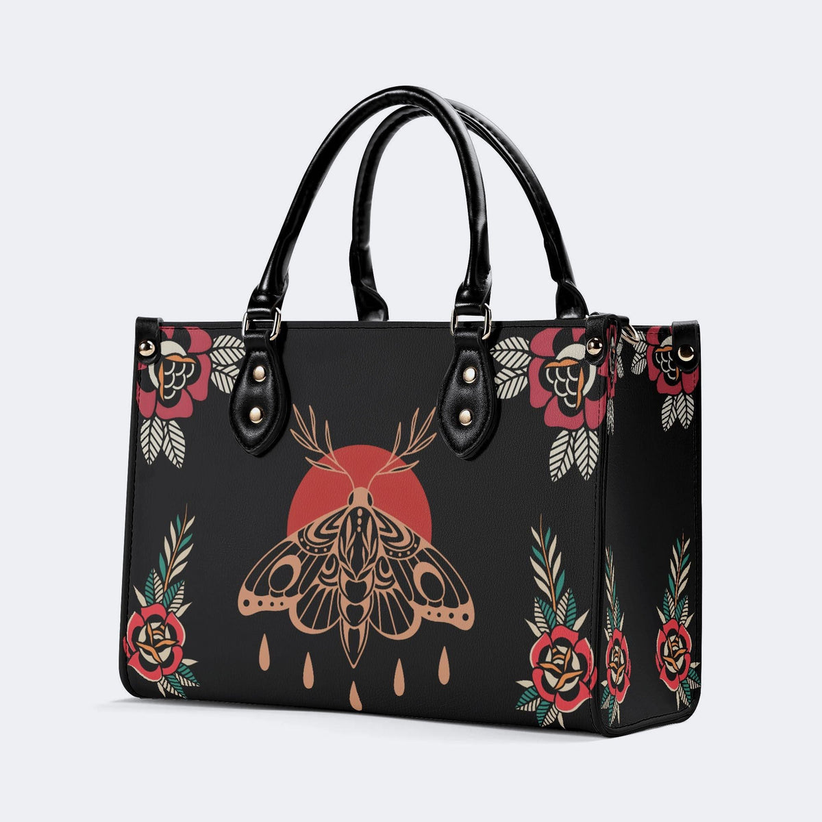 Vintage Death Moth Print - Leather Handbag