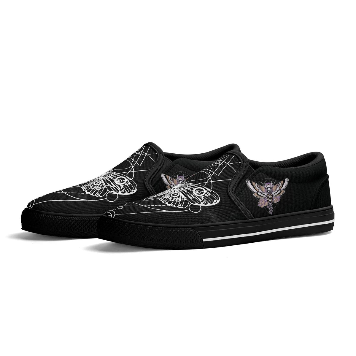 Unisex Death Moth&Skull - Slip On Shoes