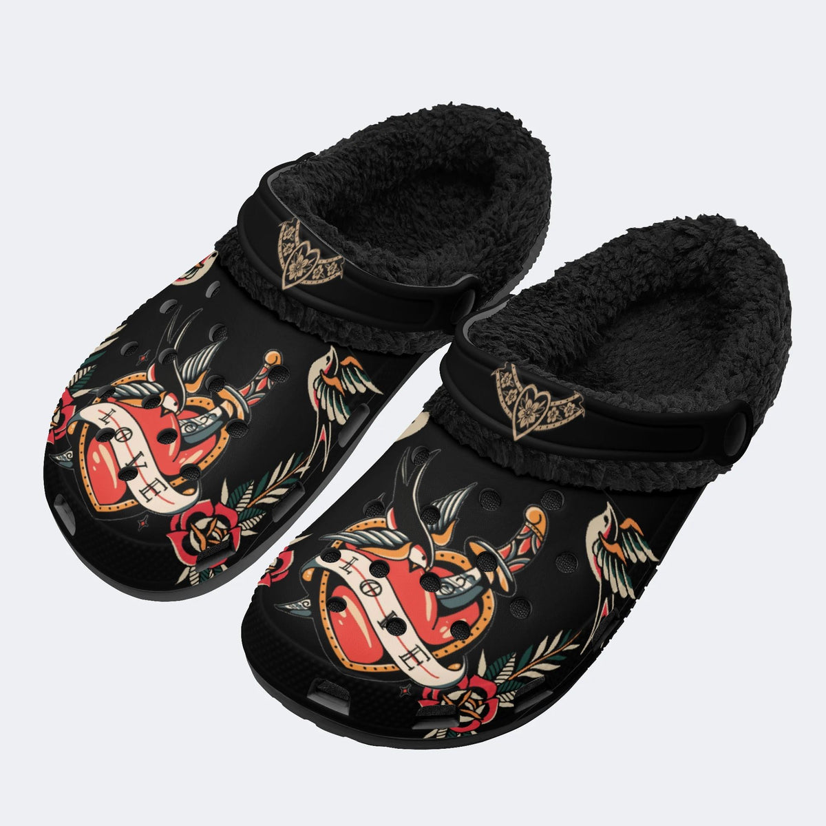 Love Pain Print - Fur Lined Slippers/Sandals